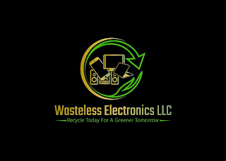 WASTELESS ELECTRONICS LLC RECYCLE TODAY FOR A GREENER TOMORROW logo