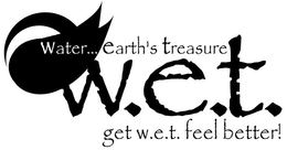 WATER... EARTH'S TREASURE W.E.T.  GET W.E.T. FEEL BETTER! logo