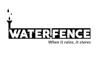 WATER FENCE WHEN IT RAINS, IT STORES logo