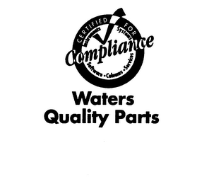 WATERS QUALITY PARTS CERTIFIED FOR COMPLIANCE INSTRUMENTS SYSTEMS SOFTWARE COLUMNS SERVICES logo