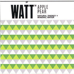 WATT TM APPLE PEAR NATURAL ENERGY + MINERAL WATER logo