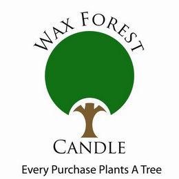 WAX FOREST CANDLE EVERY PURCHASE PLANTS A TREE logo