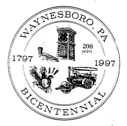 WAYNESBORO, PA BICENTENNIAL 1797 1997 200 YEARS logo