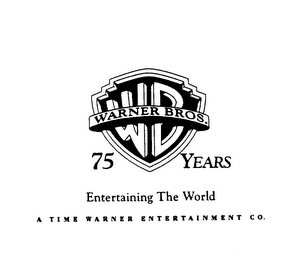 WB WARNER BROS. 75 YEARS ENTERTAINING THE WORLD A TIME WARNER ENTERTAINMENT CO. logo