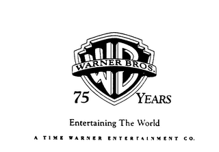 WB WARNER BROS. 75 YEARS ENTERTAINING THE WORLD A TIME WARNER ENTERTAINMENT CO. logo