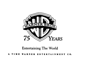 WB WARNER BROS. 75 YEARS ENTERTAINING THE WORLD A TIME WARNER ENTERTAINMENT CO. logo