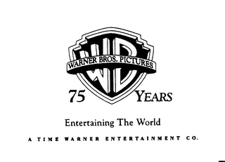 WB WARNER BROS. PICTURES 75 YEARS ENTERTAINING THE WORLD A TIME WARNER ENTERTAINMENT CO. logo