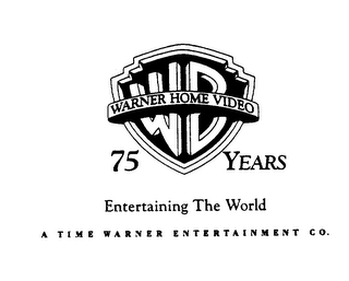 WB WARNER HOME VIDEO 75 YEARS ENTERTAINING THE WORLD A TIME WARNER ENTERTAINMENT CO. logo