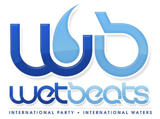 WB WET BEATS, INTERNATIONAL PARTY. INTERNATIONAL WATERS. logo