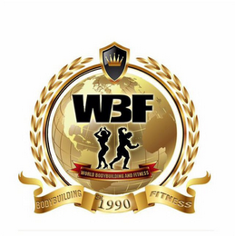 WBF WORLD BODYBUILDING AND FITNESS BODYBUILDING EST. 1990 FITNESS logo