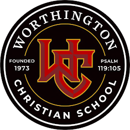 WC WORTHINGTON CHRISTIAN SCHOOL FOUNDED 1973 PSALM 119:105 logo