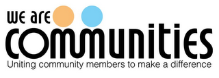 WE ARE COMMUNITIES UNITING COMMUNITY MEMBERS TO MAKE A DIFFERENCE logo