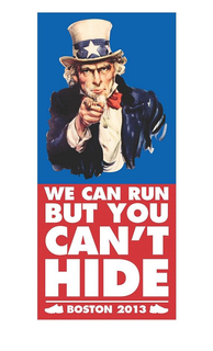 WE CAN RUN BUT YOU CAN'T HIDE BOSTON 2013 logo