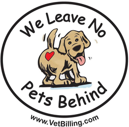 WE LEAVE NO PETS BEHIND WWW.VETBILLING.COM logo