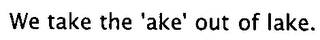 WE TAKE THE 'AKE' OUT OF LAKE. logo