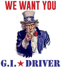 WE WANT YOU G.I. DRIVER logo