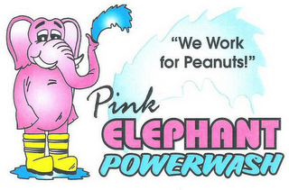 "WE WORK FOR PEANUTS!" PINK ELEPHANT POWERWASH logo