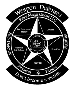 WEAPON DEFENSES KRAV MAGA GHOST LLC FIGHTING SELF~DEFENSE PHYSICAL FITNESS DON'T BECOME A VICTIM. LAW ENFORCEMENT/ MILITARY KRAV KIDS KRAV FIT CIVILIANS WOMEN'S SELF DEFENSE ISRAELI SELF DEFENSE CC logo