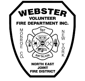 WEBSTER VOLUNTEER FIRE DEPARTMENT INC. MONROE CO. NEW YORK NORTH EAST JOINT FIRE DISTRICT 1ST BATTALION WFD 1906 NY logo