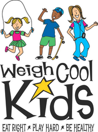 WEIGH COOL KIDS EAT RIGHT PLAY HARD BE HEALTHY logo