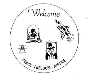 WELCOME PEACE FREEDOM JUSTICE logo