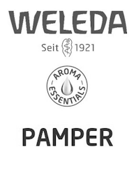 WELEDA SEIT 1921 AROMA ESSENTIALS PAMPER logo