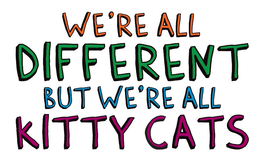 WE'RE ALL DIFFERENT BUT WE'RE ALL KITTY CATS logo