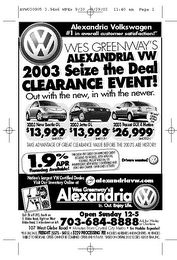 WES GREENWAY'S ALEXANDRIA VW IN. OUT. ENJOY LIFE. logo