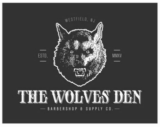 WESTFIELD, NJ ESTD. MMXV THE WOLVES' DEN BARBERSHOP & SUPPLY CO. logo