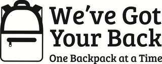 WE'VE GOT YOUR BACK ONE BACKPACK AT A TIME logo