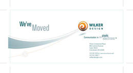 WE'VE MOVED WILKER DESIGN COMMUNICATION IN INK, PIXELS, ELECTRONS logo