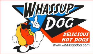 WHASSUP DOG, DELICIOUS HOT DOGS WWW.WHASSUPDOG.COM logo