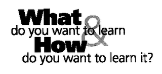 WHAT DO YOU WANT TO LEARN & HOW DO YOU WANT TO LEARN IT? logo