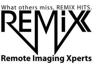 WHAT OTHERS MISS, REMIX HITS. REMIX, REMOTE IMAGING XPERTS logo