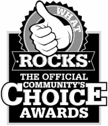 WHAT • ROCKS • THE OFFICIAL COMMUNITY'S CHOICE AWARDS logo