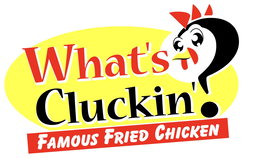 WHAT'S CLUCKIN? FAMOUS FRIED CHICKEN logo