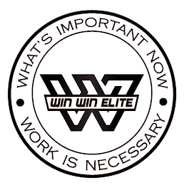 WHAT'S IMPORTANT NOW WORK IS NECESSARY WIN WIN ELITE W logo