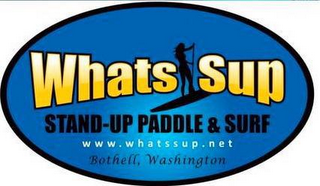 WHATSSUP, STAND UP PADDLE & SURF, WWW.WHATSSUP.NET, BOTHELL, WASHINGTON logo