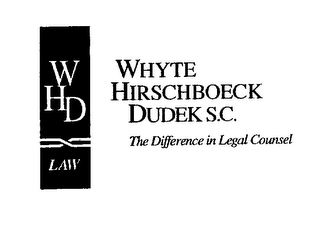 WHD LAW WHYTE HIRSCHBOECK DUDEK S.C. THE DIFFERENCE IN LEGAL COUNSEL logo