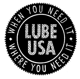 WHEN YOU NEED IT WHERE YOU NEED IT LUBE USA logo