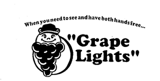WHEN YOU NEED TO SEE AND HAVE BOTH HANDS FREE... "GRAPE LIGHTS" logo