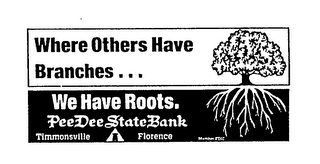 WHERE OTHERS HAVE BRANCHES... WE HAVE ROOTS. PEE DEE STATE BANK TIMMONSVILLE FLORENCE MEMBER FDIC logo
