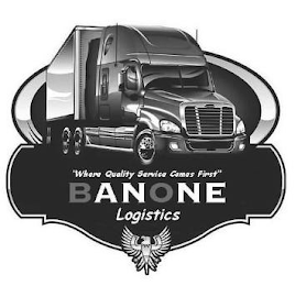 "WHERE QUALITY SERVICE COMES FIRST" BANONE LOGISTICS logo