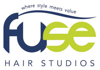 WHERE STYLE MEETS VALUE FUSE HAIR STUDIOS logo