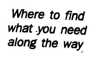 WHERE TO FIND WHAT YOU NEED ALONG THE WAY logo