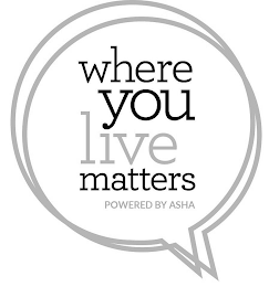 WHERE YOU LIVE MATTERS POWERED BY ASHA logo