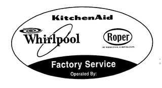 WHIRLPOOL KITCHENAID FACTORY SERVICE OPERATED BY: ROPER BY WHIRLPOOL CORPORATION logo