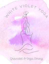 WHITE VIOLET YOGA GROUNDED & YOGA STRONG logo