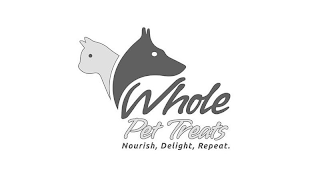 WHOLE PET TREATS NOURISH, DELIGHT, REPEAT. logo