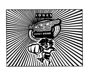 WHOOP ASS ENERGY DRINK REVITALIZES ATTITUDE & RESTORES FAITH IN MANKIND JONES SODA CO logo